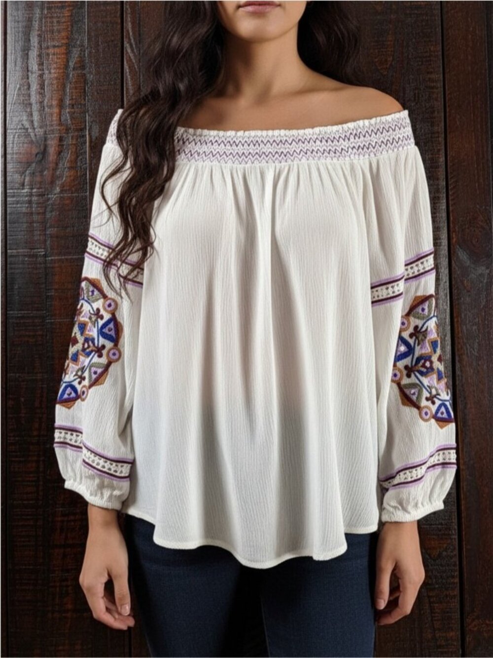 INC White Embroidered Off The Shoulder Boho Top, 0X